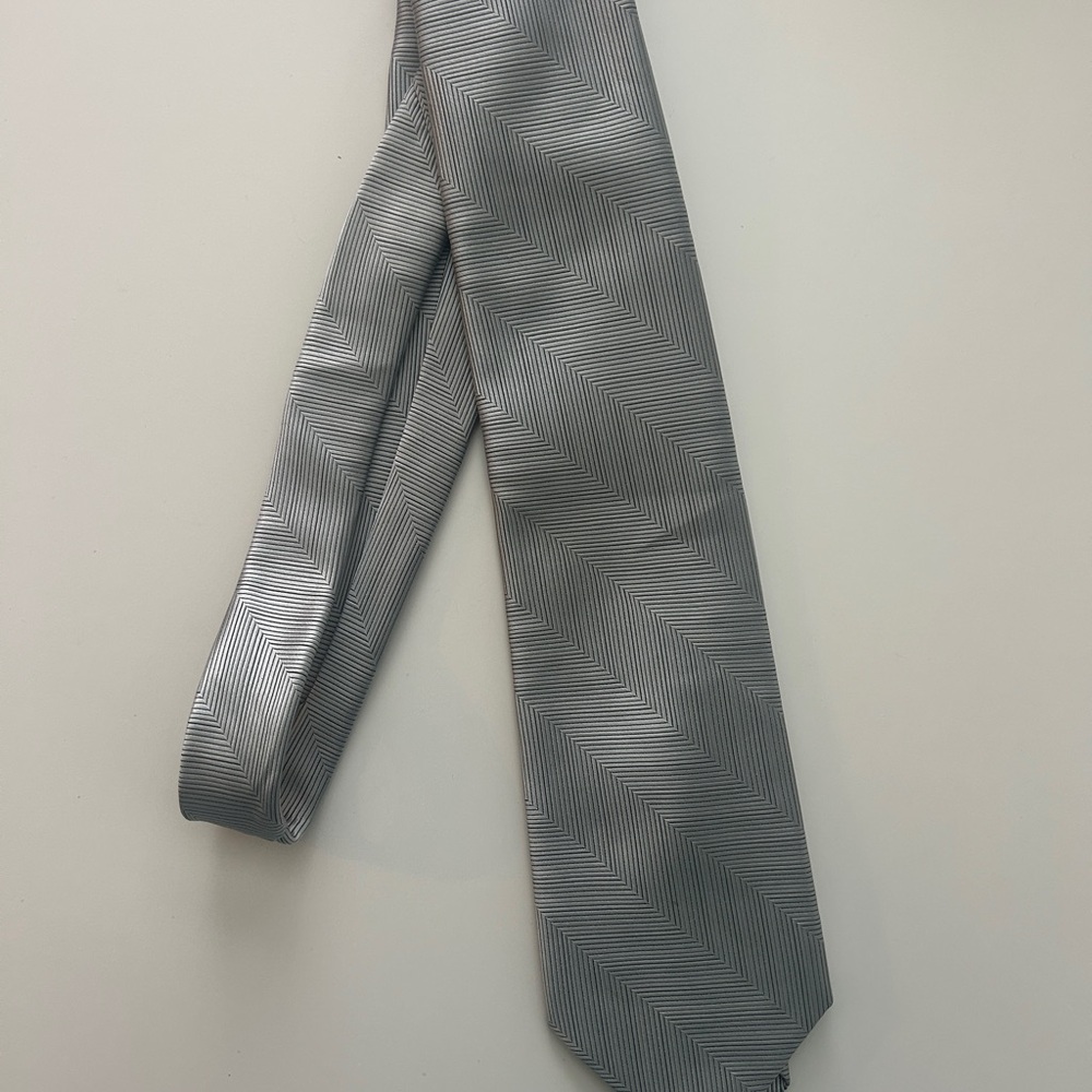 David Taylor Silver Geometric Tie